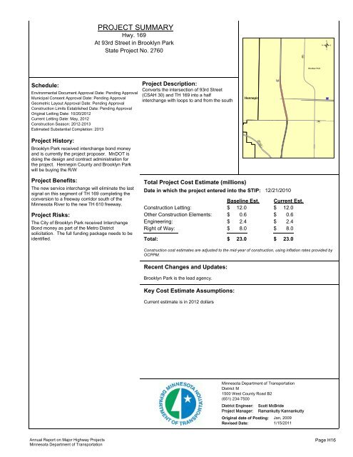 RPT - ONE PAGERS - Minnesota State Legislature