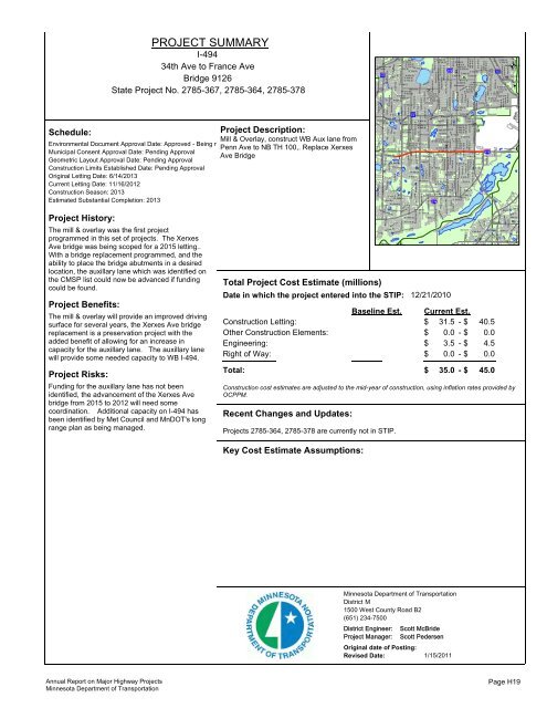 RPT - ONE PAGERS - Minnesota State Legislature