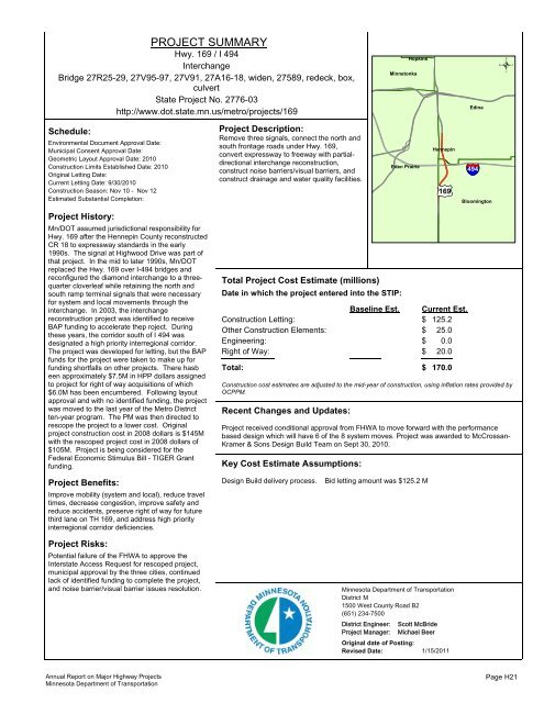 RPT - ONE PAGERS - Minnesota State Legislature