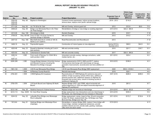 RPT - ONE PAGERS - Minnesota State Legislature