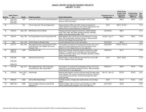 RPT - ONE PAGERS - Minnesota State Legislature