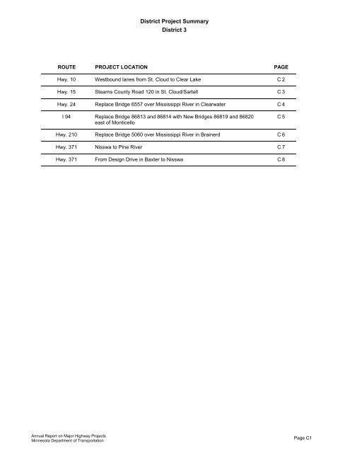 RPT - ONE PAGERS - Minnesota State Legislature