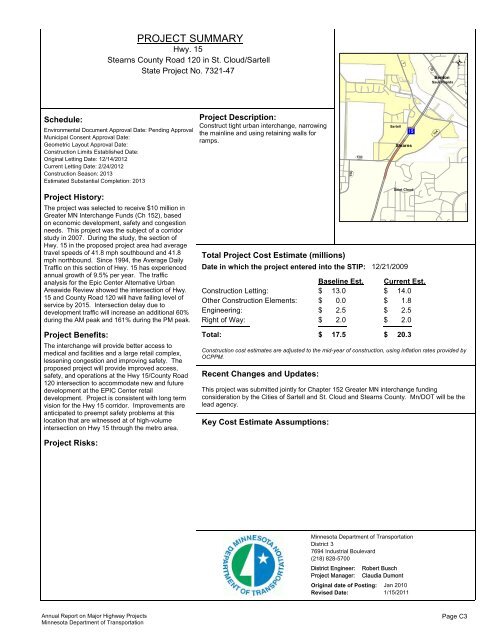 RPT - ONE PAGERS - Minnesota State Legislature