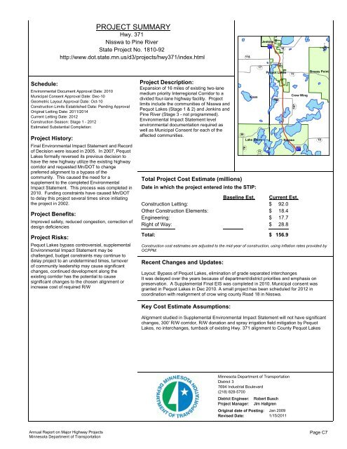 RPT - ONE PAGERS - Minnesota State Legislature