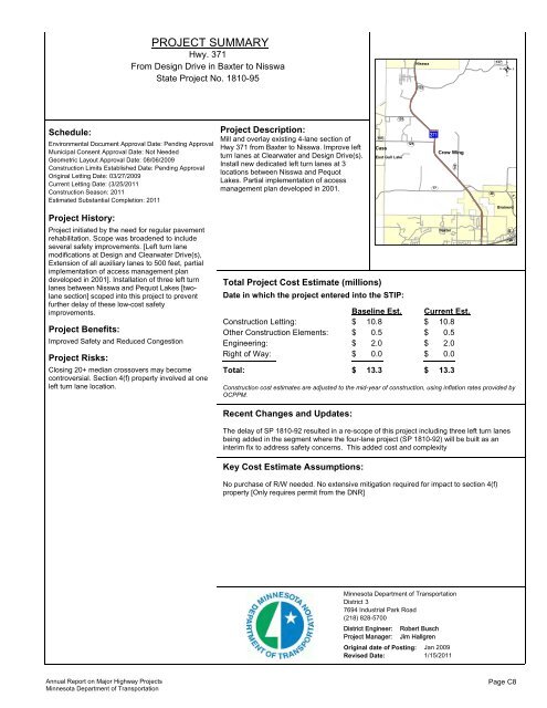 RPT - ONE PAGERS - Minnesota State Legislature