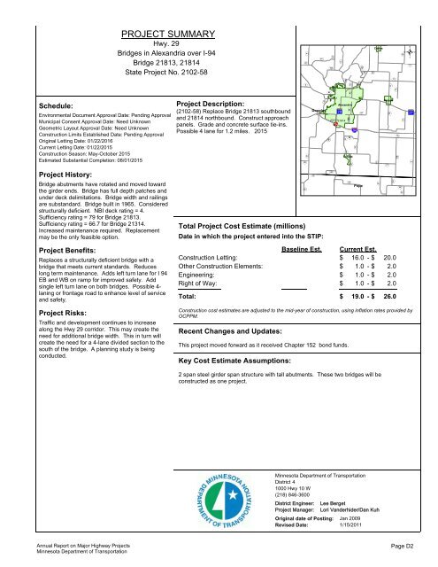 RPT - ONE PAGERS - Minnesota State Legislature