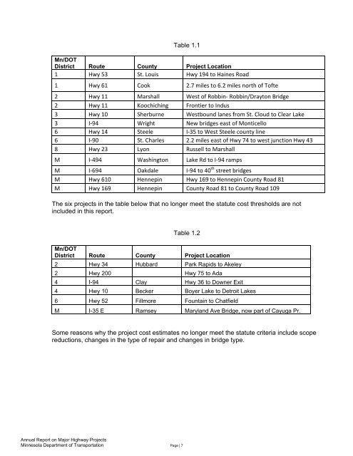 RPT - ONE PAGERS - Minnesota State Legislature