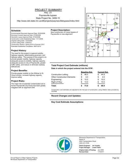 RPT - ONE PAGERS - Minnesota State Legislature