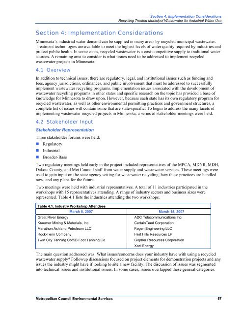 Recycling Treated Municipal Wastewater for Industrial Water Use