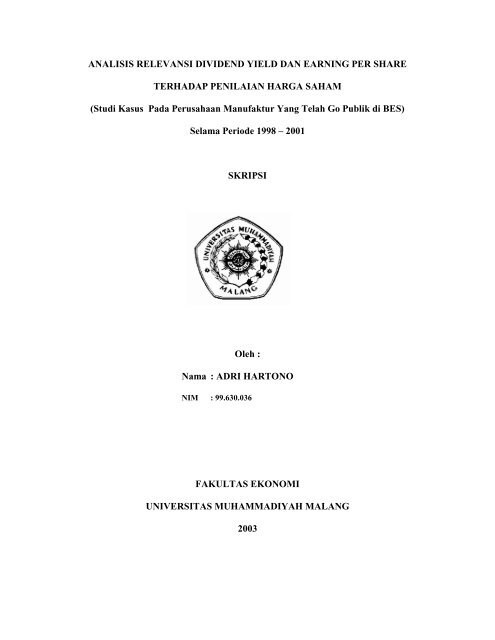 File : PENDAHULUAN.pdf - Universitas Muhammadiyah Malang