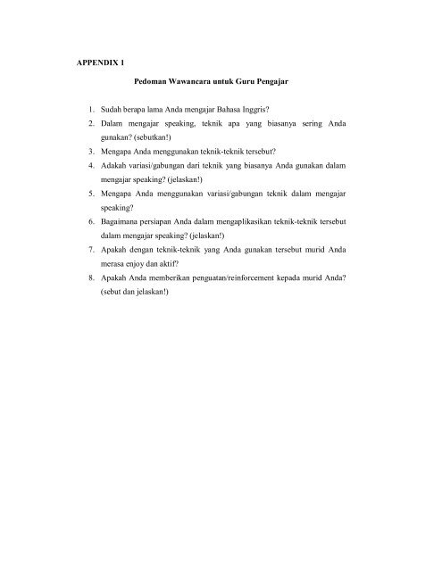 Appendix 1 Pedoman Wawancara Untuk Guru Pengajar 1 Sudah