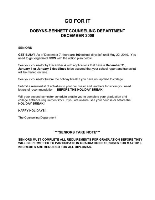 GO FOR IT - Dobyns-Bennett High School - Website