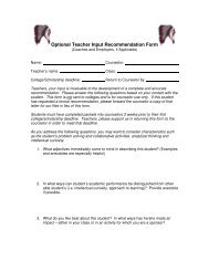 Optional Teacher Input Recommendation Form
