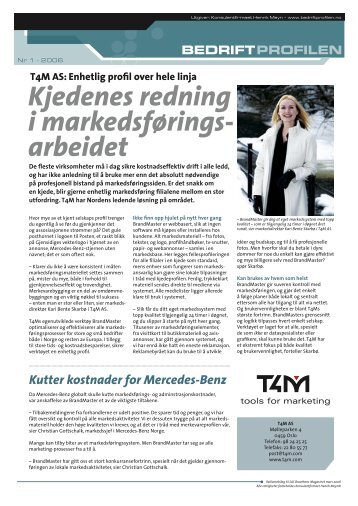 Kjedenes redning i markedsførings- arbeidet - Bedriftprofilen