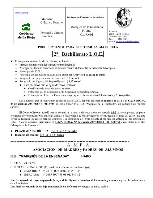 2º Bachillerato L.O.E. - Ministerio de Educación, Cultura y Deporte