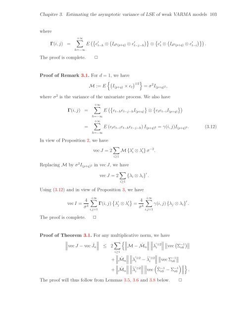 THÈSE Estimation, validation et identification des modèles ARMA ...