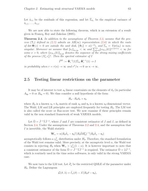 THÈSE Estimation, validation et identification des modèles ARMA ...