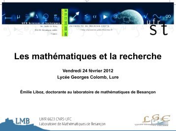 Les mathématiques et la recherche - Laboratoire de Mathématiques ...