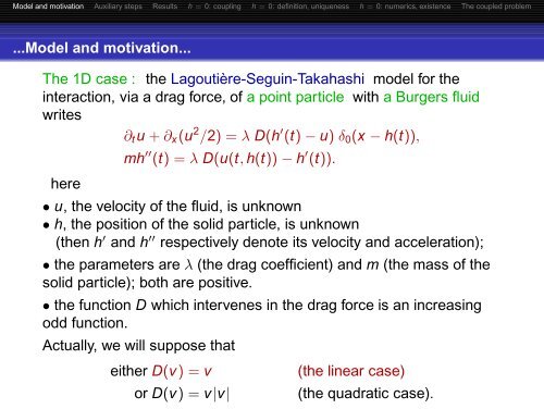 A particle-in-Burgers model: theory and numerics - Laboratoire de ...