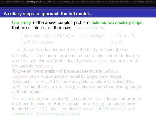 A particle-in-Burgers model: theory and numerics - Laboratoire de ...