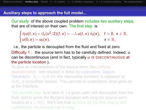 A particle-in-Burgers model: theory and numerics - Laboratoire de ...