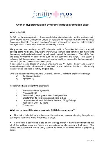 ovarian hyperstimulation syndrome - National Women's Hospital