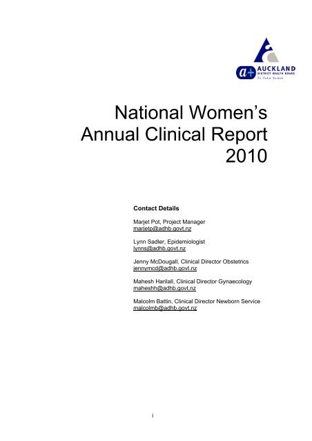 National Women's Annual Clinical Report 2010