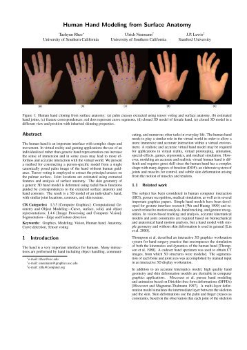 Human Hand Modeling from Surface Anatomy - University of ...