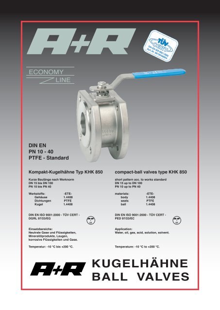 KUGELHÄHNE BALL VALVES - A+R Armaturen