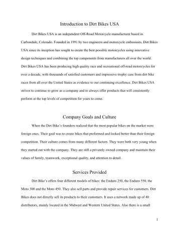 running case introduction to dirt bik Question: chapter 11 running case assignment: reading about knowledge management and has asked you to explore opportunities for improving knowledge management at dirt bikes write a report answering the following questions what are the most important knowledge assets at dirt bikes what functions and employee positions are responsible for. running case introduction to dirt bik Question: chapter 11 running case assignment: reading about knowledge management and has asked you to explore opportunities for improving knowledge management at dirt bikes write a report answering the following questions what are the most important knowledge assets at dirt bikes what functions and employee positions are responsible for.