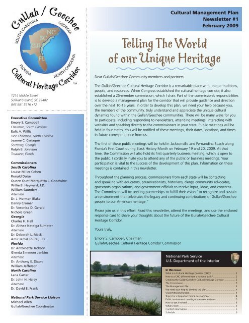 Gullah/Geechee Cultural Heritage Corridor, Cultural Management ...