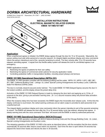 EMDE Series Delayed Egress Magnetic...