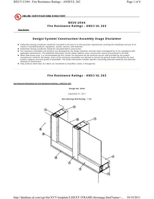 Page 1 Of 4 Bxuv U544 Fire Resistance Ratings Ansi Ul 263 10