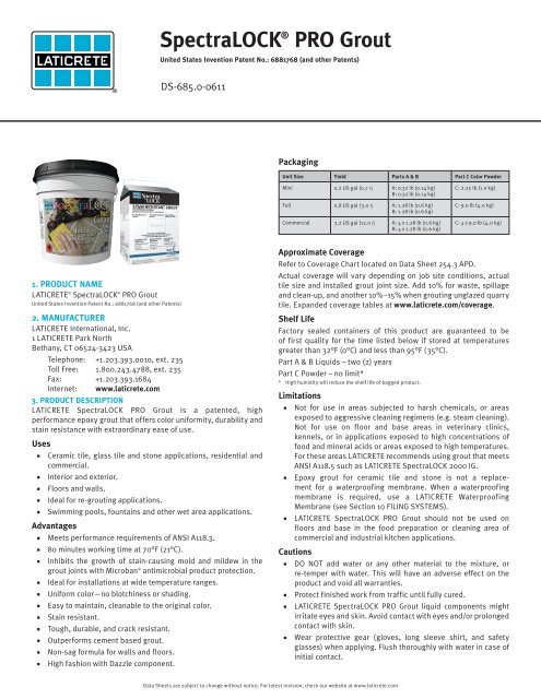 SpectraLOCK® PRO Grout Data Sheet