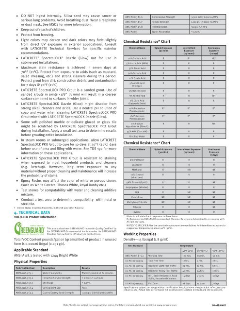 SpectraLOCK® PRO Grout Data Sheet