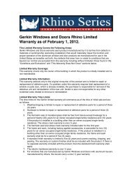 Gerkin Windows and Doors Rhino Limited Warranty as of February 1 ...