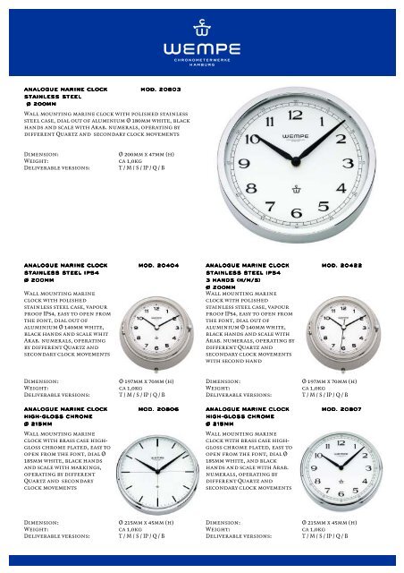 Catalogue WEMPE Marine clock - Ship's time systems 2010-2011 ...