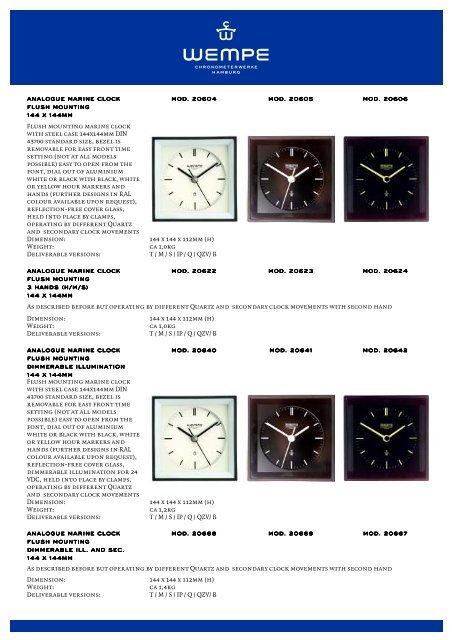 Catalogue WEMPE Marine clock - Ship's time systems 2010-2011 ...