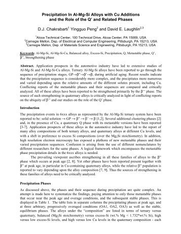 Precipitation In Al-Mg-Si Alloys with Cu - Materials Science and ...