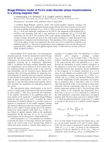 Bragg-Williams model of Fe-Co order-disorder phase - ResearchGate