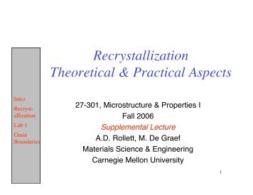 Recrystallization Theoretical & Practical Aspects - Materials Science ...