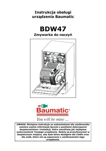 Instrukcja obsługi urządzenia Baumatic BDW47 Zmywarka do naczyń