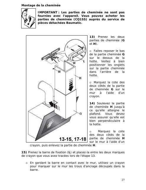 Manuel d'utilisation Hotte aspirante 90 cm OMBRA3SS