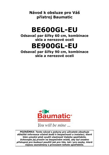 BE600GL-EU BE900GL-EU - baumatic.cz