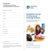 Einseitige Taubheit - Hals-Nasen-Ohrenheilkunde - Uniklinik Köln