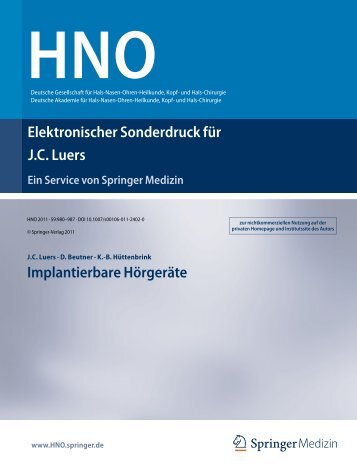 HNO-Sonderdruck "Implantierbare Hörgeräte" - Hals-Nasen ...