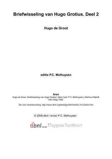 Briefwisseling van Hugo Grotius. Deel 2