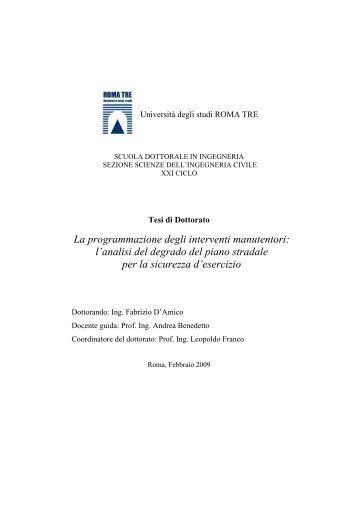 La programmazione degli interventi manutentori: l'analisi del ...