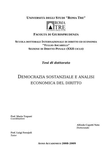 DEMOCRAZIA SOSTANZIALE E ANALISI ECONOMICA DEL DIRITTO