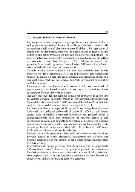 Analisi degli effetti indotti dalla funzionalità stradale sulla sicurezza ...